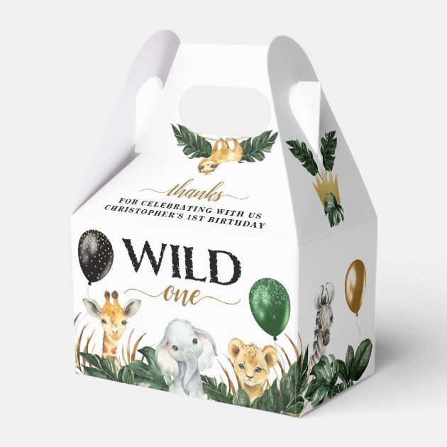 Wild One Jungle Safari Themed 1st Birthday Party Favor Box